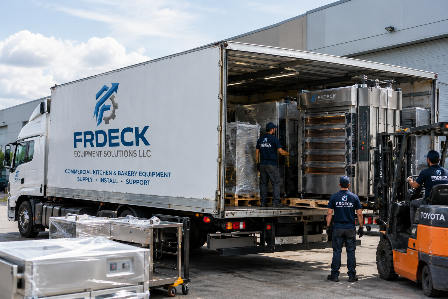 Frdeck delivery truck for nationwide commercial kitchen equipment delivery